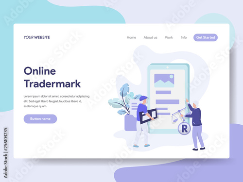 Landing page template of Online Copyright and Trademark Illustration Concept. Isometric flat design concept of web page design for website and mobile website.Vector illustration