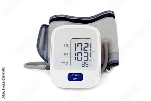 automatic blood pressure meter isolated on white background