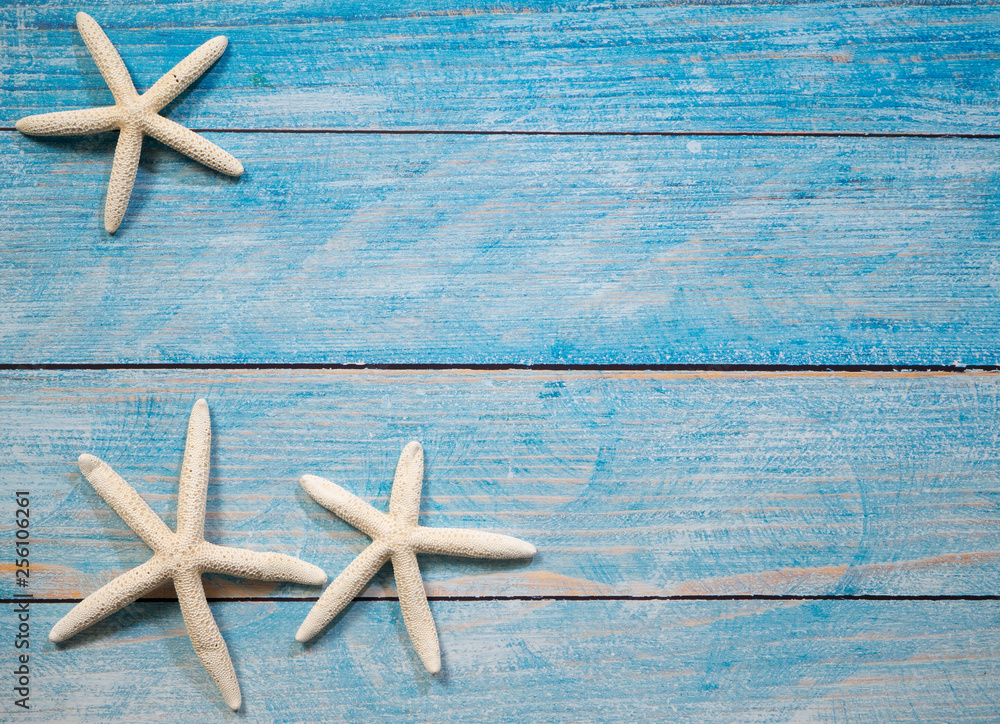 Starfish on a blue sea background Starfish on a blue sea background