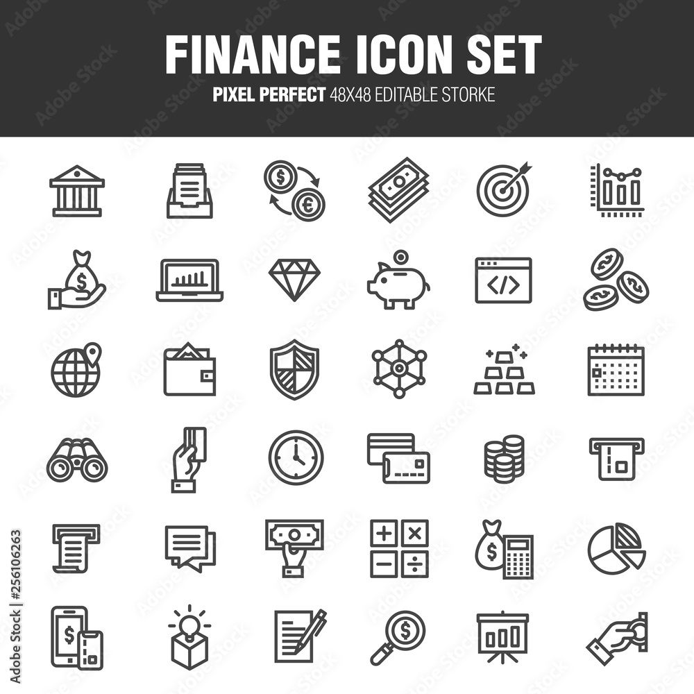 [FINANCE ICON SET] A set of finance icons. Editable stroke. 48x48 Pixel Perfect.