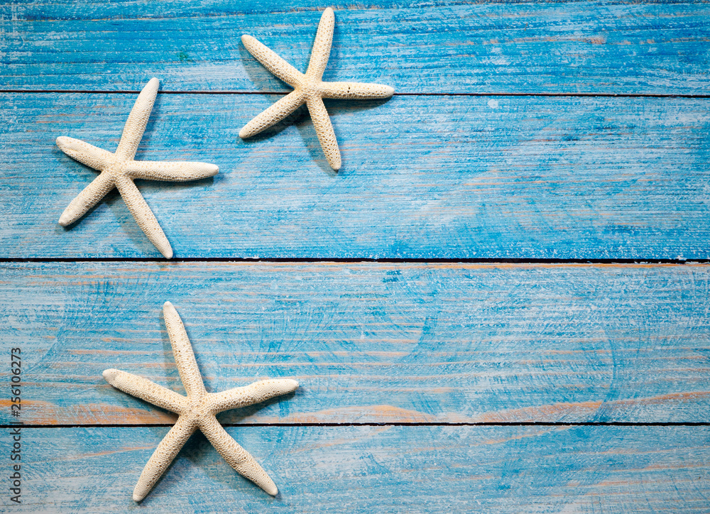 Starfish on a blue sea background Starfish on a blue sea background
