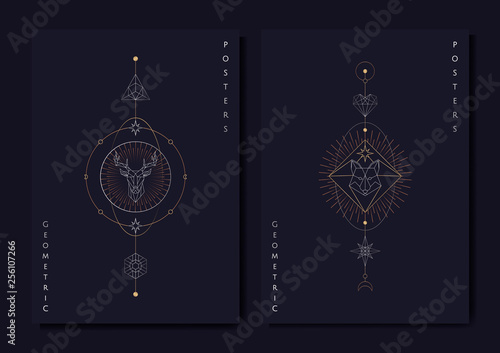 Geometric astrological symbols tarot card