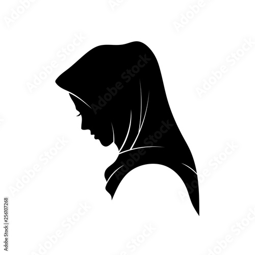 beautiful Muslim woman in hijab fashion silhouette vector