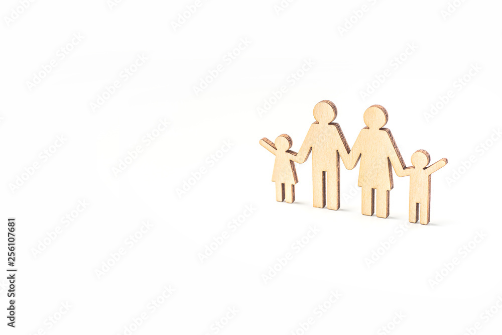 wooden family piece isolated on white background