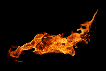 movement of fire flames isolated on black background