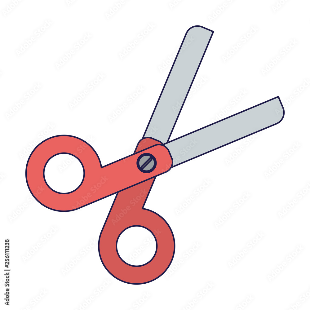School scissors utensil isolated blue lines School scissors utensil isolated blue lines