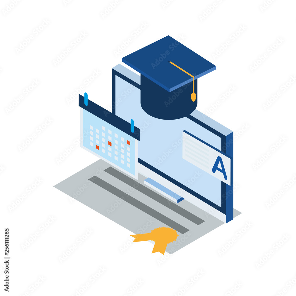 laptop computer with graduation hat laptop computer with graduation hat