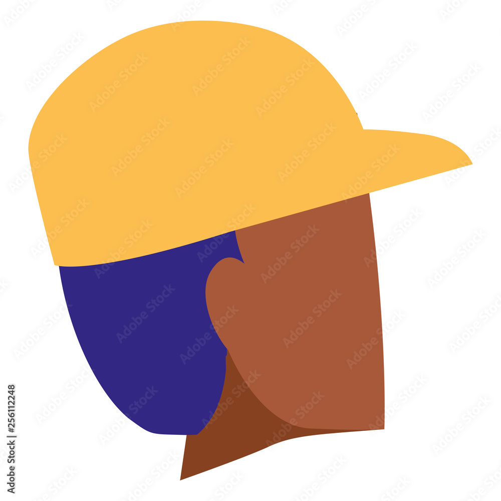 young black man head with cap character young black man head with cap character