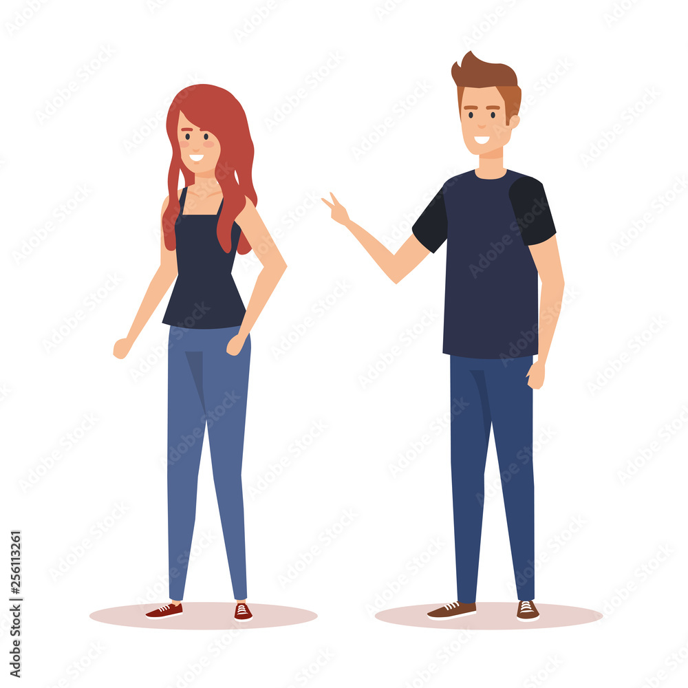Fototapeta premium couple avatar characters icons