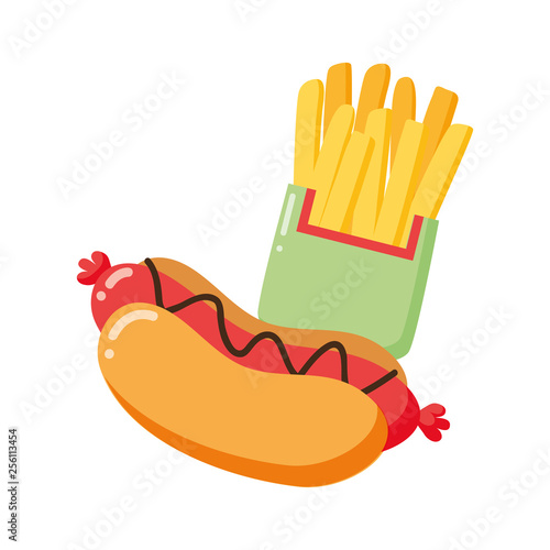 hot dog and french fries