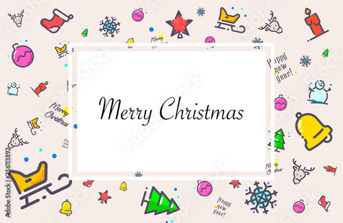 Illustration and icons for the celebration of Christmas and New Year
