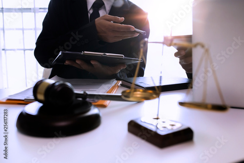 Lawyer meeting working on laptop