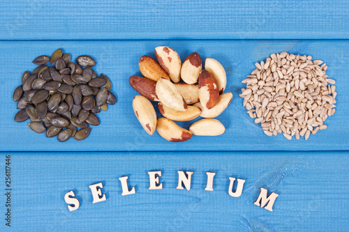 Products and ingredients containing selenium and dietary fiber, healthy nutrition photo