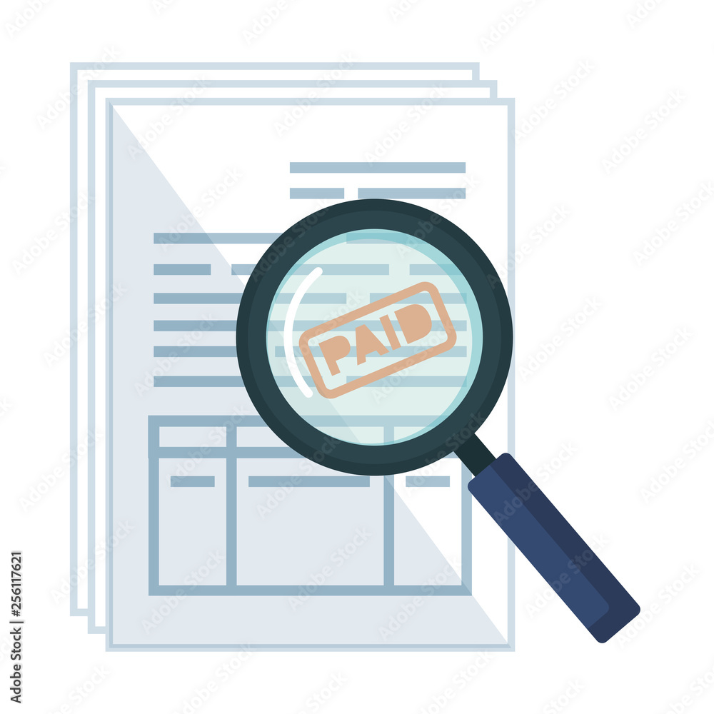 tax documents with magnifying glass tax documents with magnifying glass
