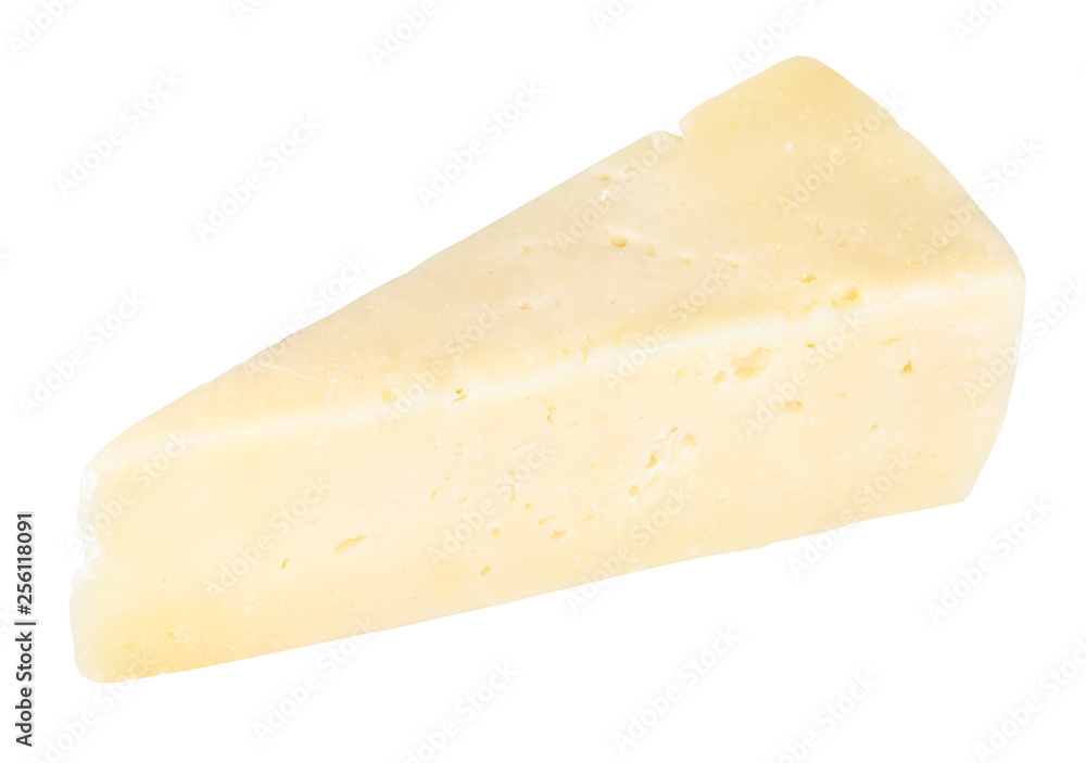 piece of Pecorino Romano sheep cheese isolated
