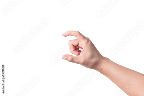 gesture of hand pick something on white background