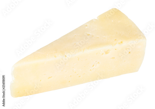 piece of Pecorino Romano sheep cheese isolated