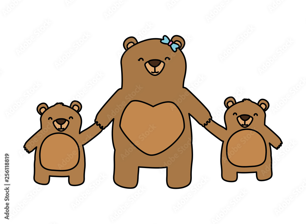 Fototapeta premium mom bear and son daughter