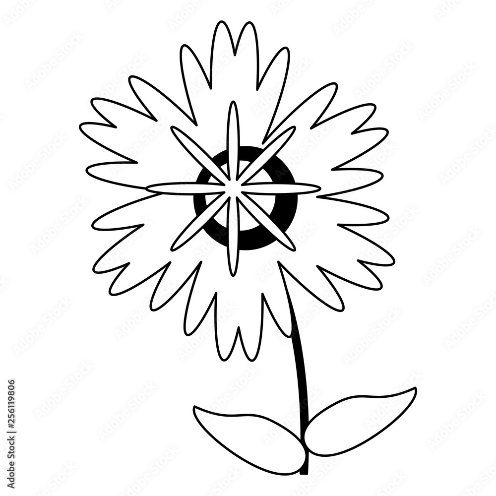 Beautiful flower cartoon isolated black and white Beautiful flower cartoon isolated black and white