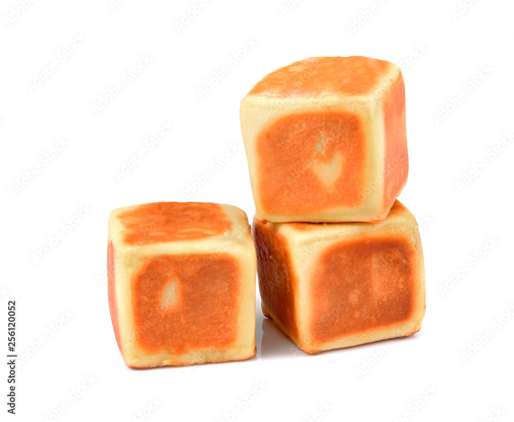 Moon Cake or square Cake sweets dessert on white Moon Cake or square Cake sweets dessert on white