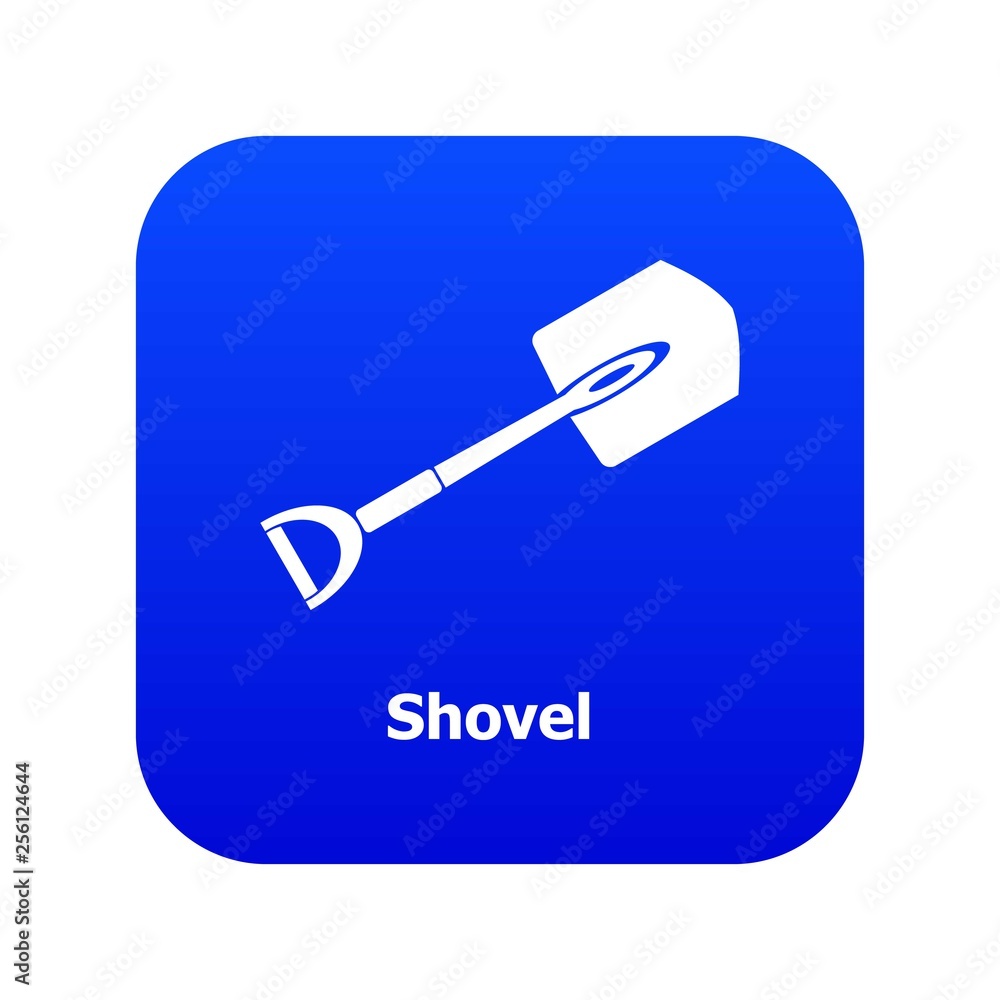 Shovel icon blue vector isolated on white background Shovel icon blue vector isolated on white background