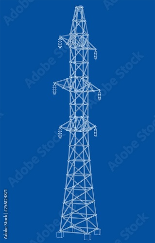 Electric pylon or electric tower concept. Vector