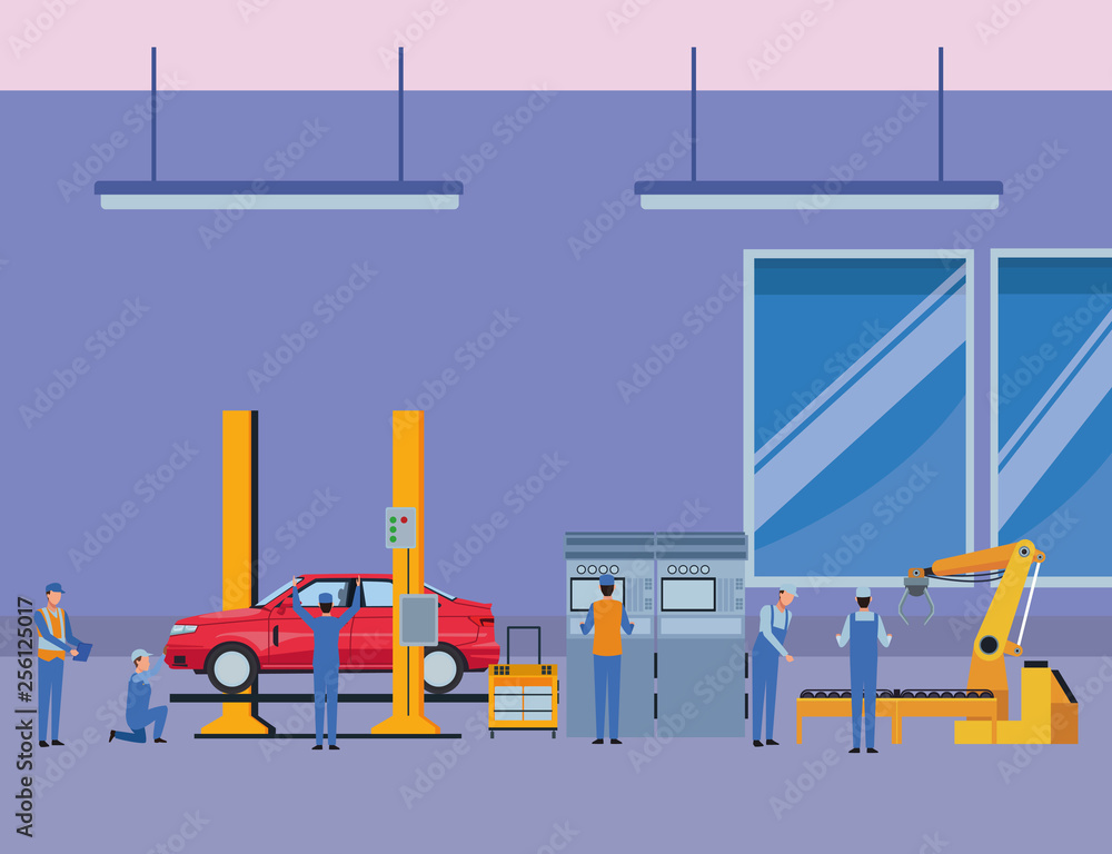 car service manufacturing cartoon