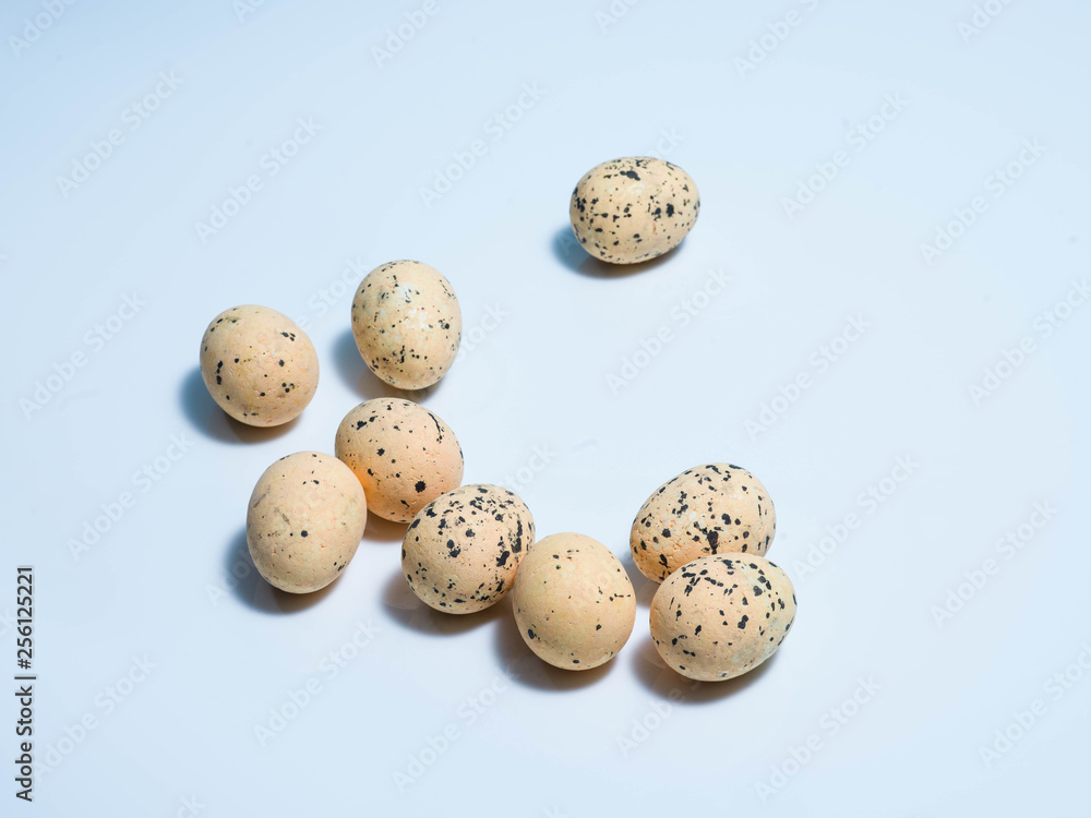 Obraz premium Exotic eggs on pastel backgrounds individually.