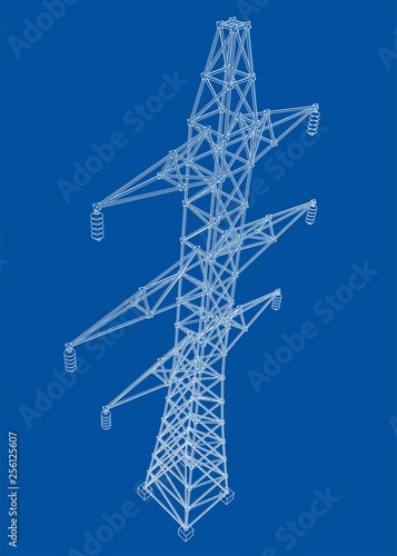 Electric pylon or electric tower concept. Vector
