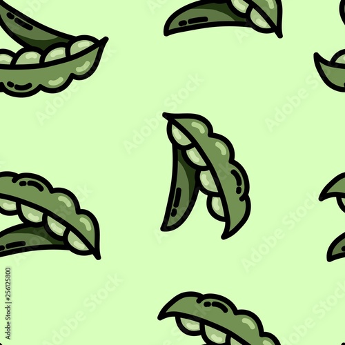 Cute cartoon flat style pea seamless pattern