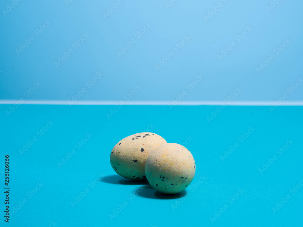 Quail eggs on a blue background Quail eggs on a blue background