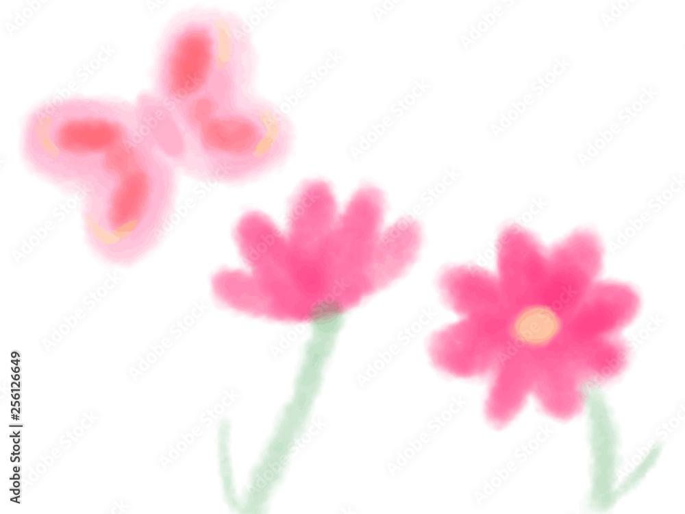水彩の蝶々と花 水彩の蝶々と花