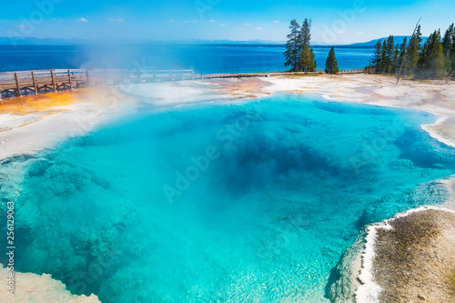 Deep blue hot springs pool