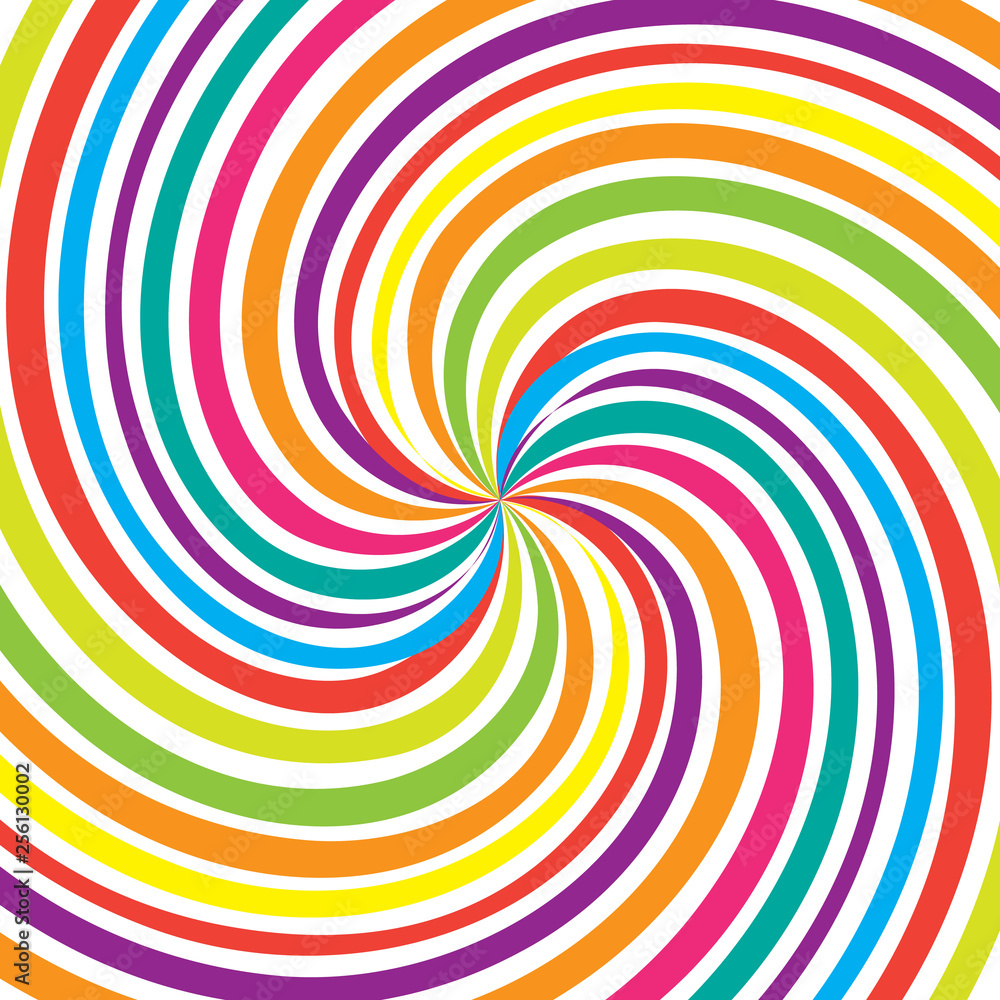 Colorful spiral swirl vortex on white background
