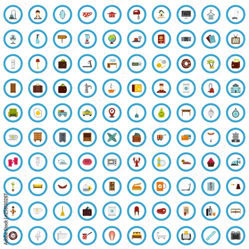 100 hotel training icons set in flat style for any design vector illustration