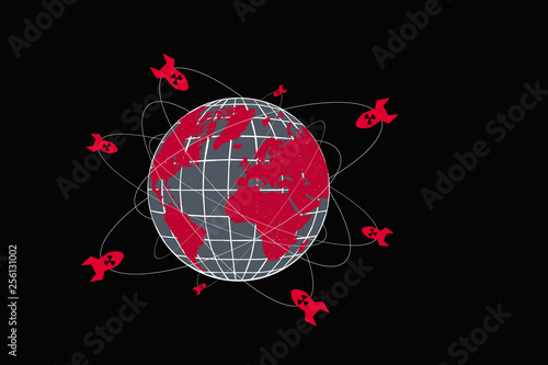 Nuclear threat, the world is in danger. Concept of world nuclear war