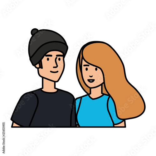 young couple avatars characters