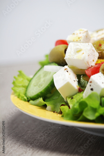 Traditional Greek salad on the plate 