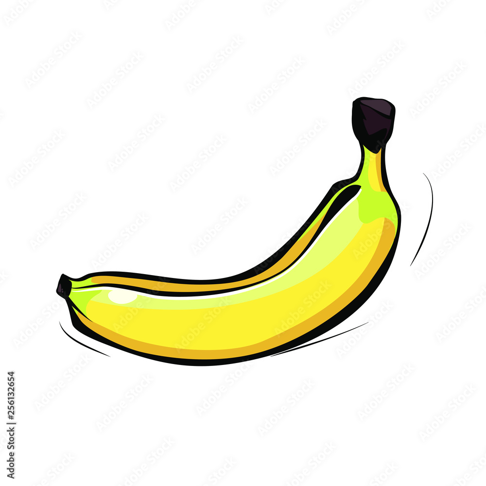 Banana on a white background with black strokes