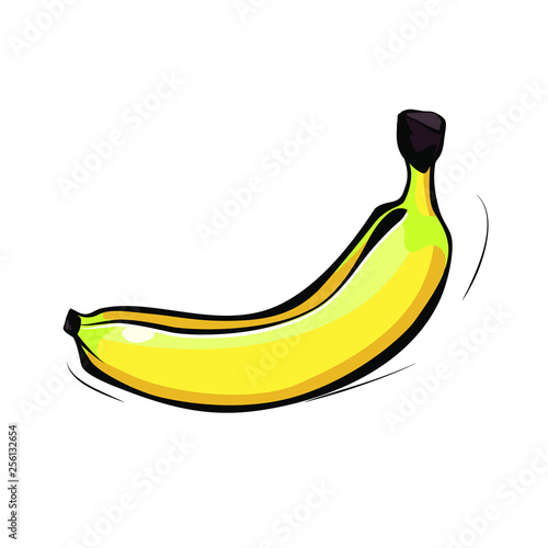 Banana on a white background with black strokes