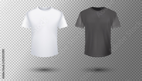 Shirt mock up set. T-shirt template. Black, gray and white version, front design.