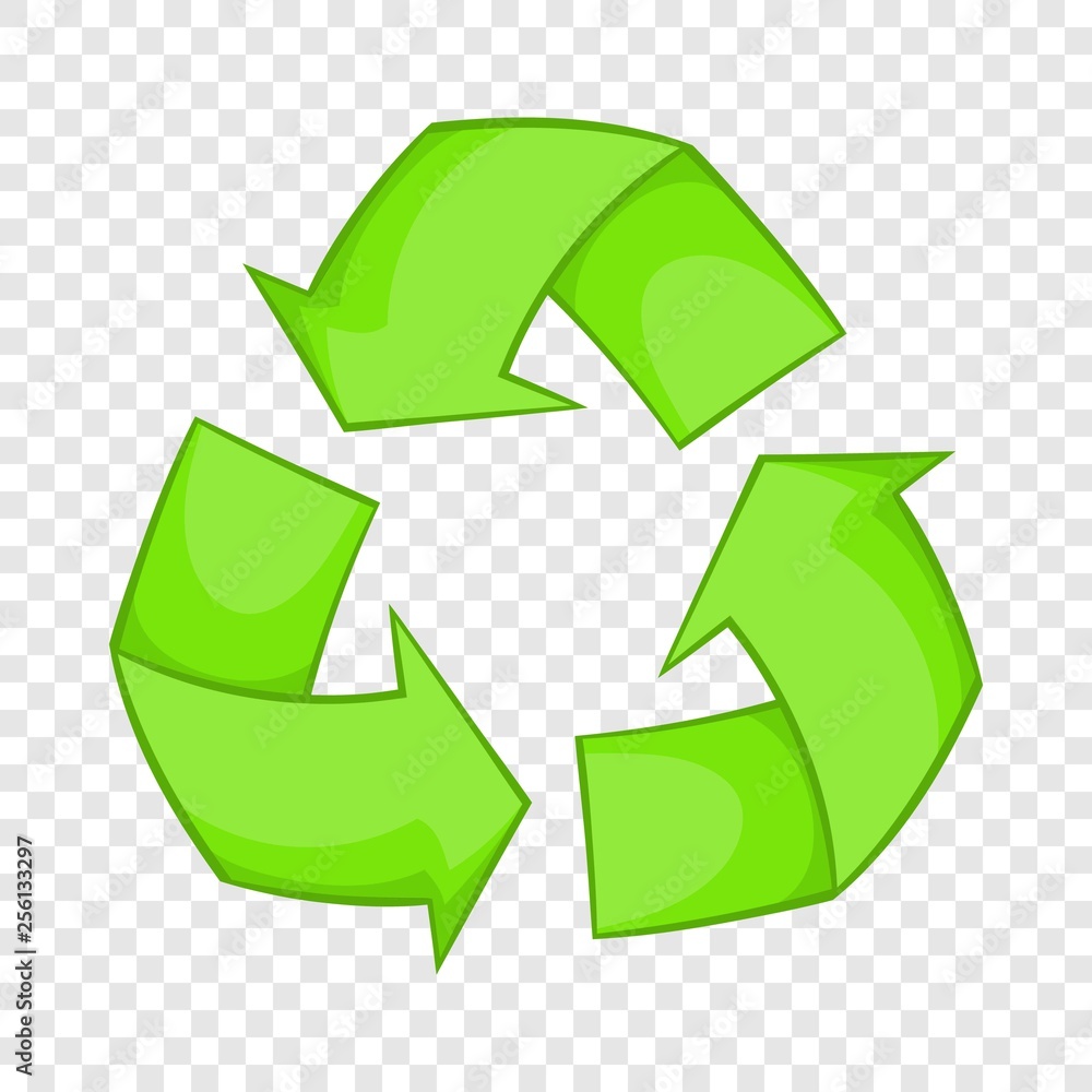 Fototapeta premium Recycling icon in cartoon style isolated on background for any web design 