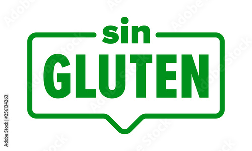 Gluten free icon, Spanish Sin Gluten food product package label. Vector no gluten frame seal