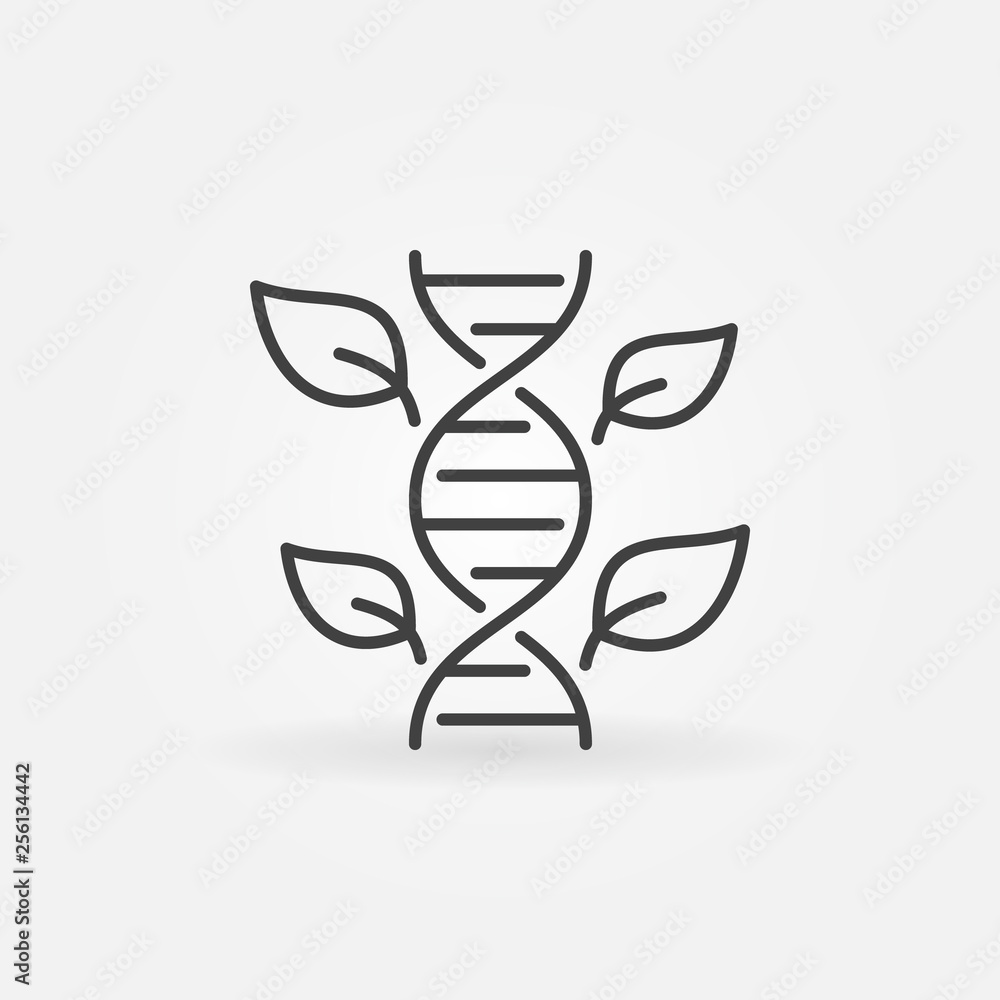 Leaves with DNA vector concept outline icon or design element Leaves with DNA vector concept outline icon or design element