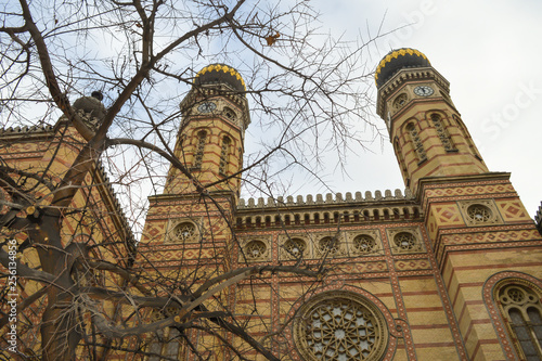 Exterior of Great (Central) Synagogue in Budapest on December 31, 2017. photo