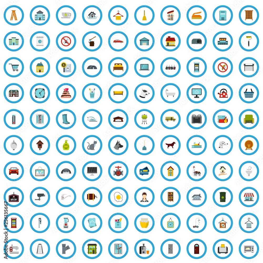 100 housekeeping icons set in flat style for any design vector illustration 100 housekeeping icons set in flat style for any design vector illustration