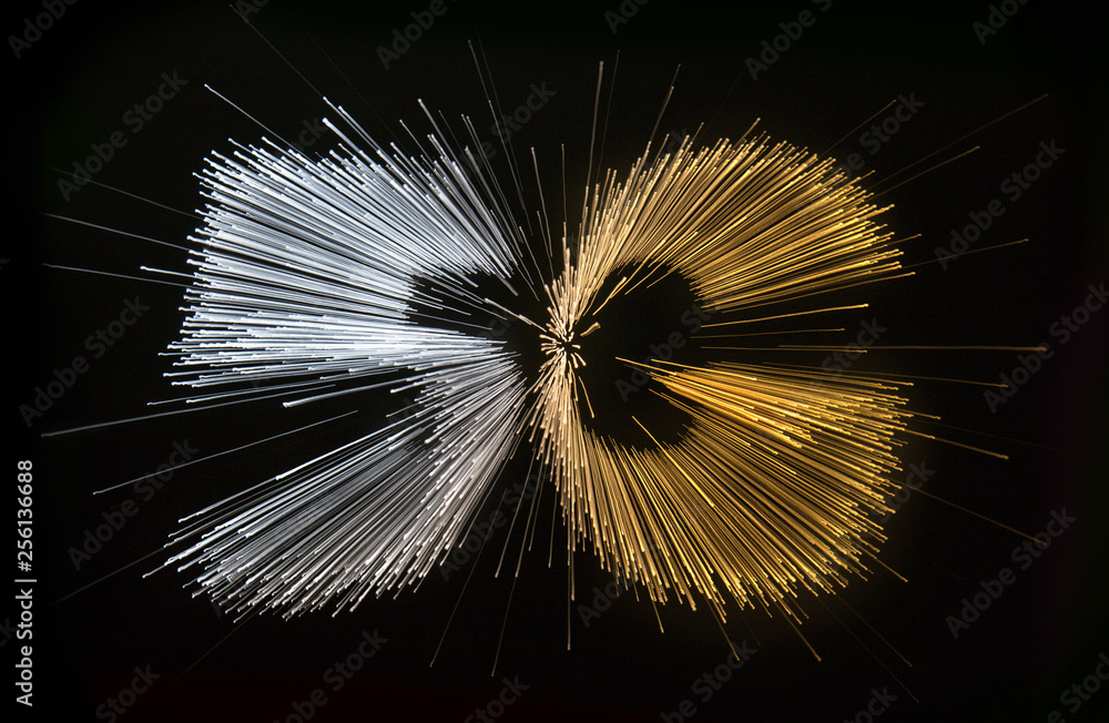 Obraz premium 5G symbol with fiber optics style on dark background.