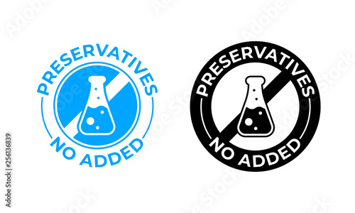 Preservatives no added vector icon. Medically tested, Preservatives free food package seal
