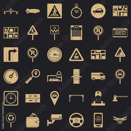 Hard traffic icons set. Simple style of 36 hard traffic vector icons for web for any design