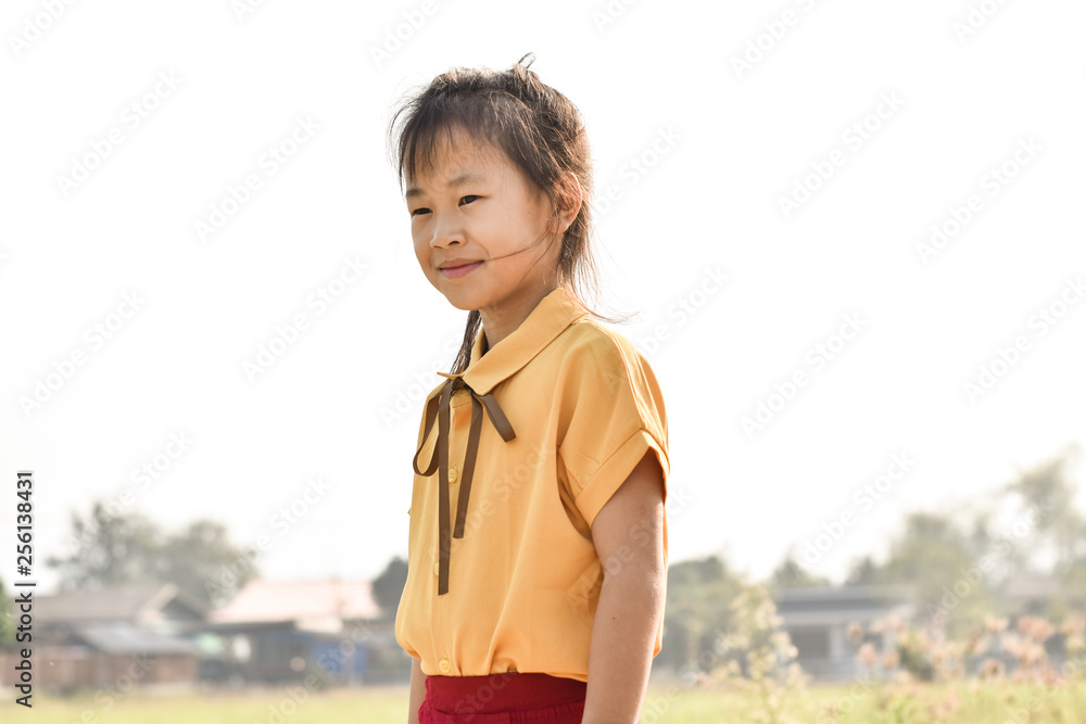 Portrait of smiling cute little girl outdoors in summer day. Portrait of smiling cute little girl outdoors in summer day.